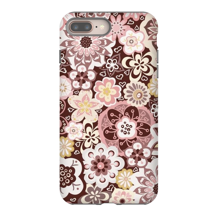 iPhone 8 plus StrongFit Bouquet of Blooms-Brown and Yellow by Paula Ohreen