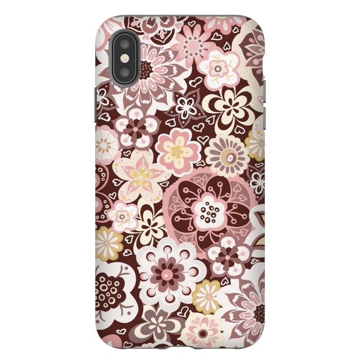 iPhone Xs Max StrongFit Bouquet of Blooms-Brown and Yellow by Paula Ohreen