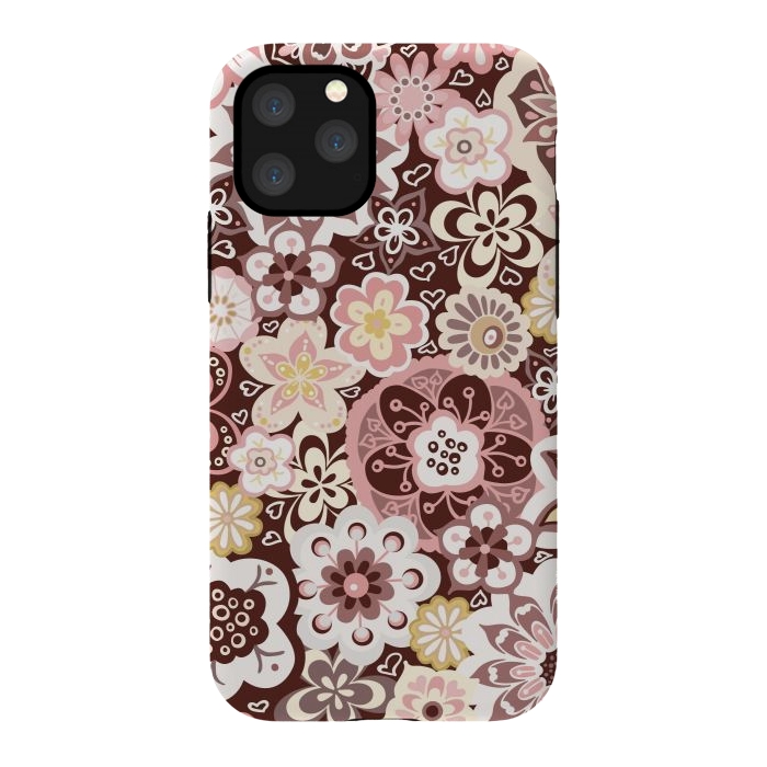iPhone 11 Pro StrongFit Bouquet of Blooms-Brown and Yellow by Paula Ohreen