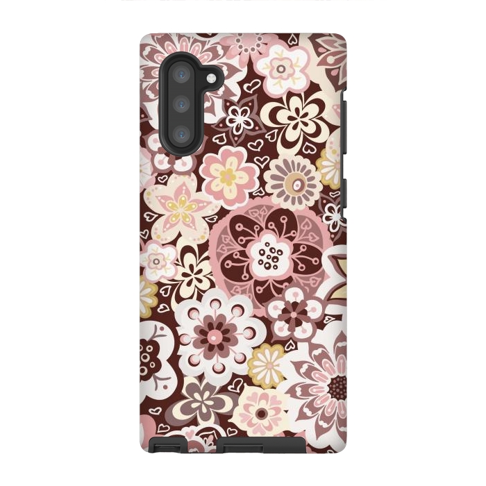 Galaxy Note 10 StrongFit Bouquet of Blooms-Brown and Yellow by Paula Ohreen