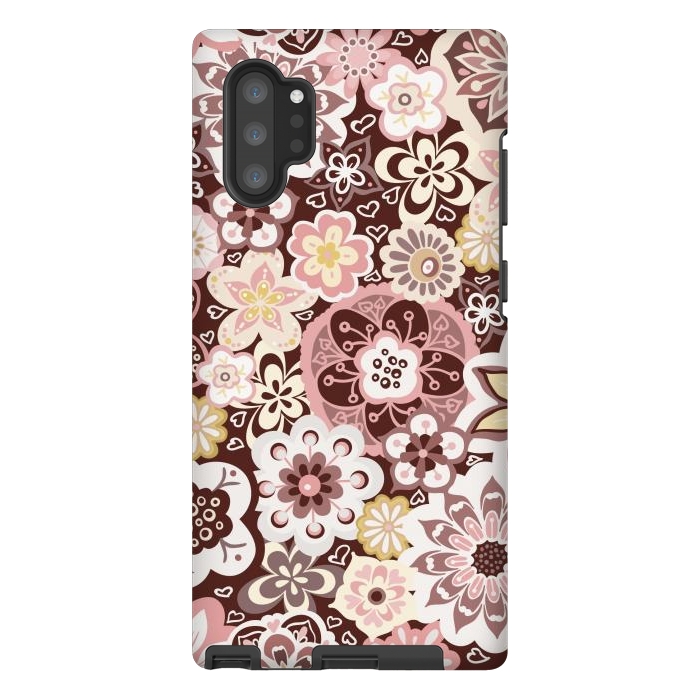 Galaxy Note 10 plus StrongFit Bouquet of Blooms-Brown and Yellow by Paula Ohreen