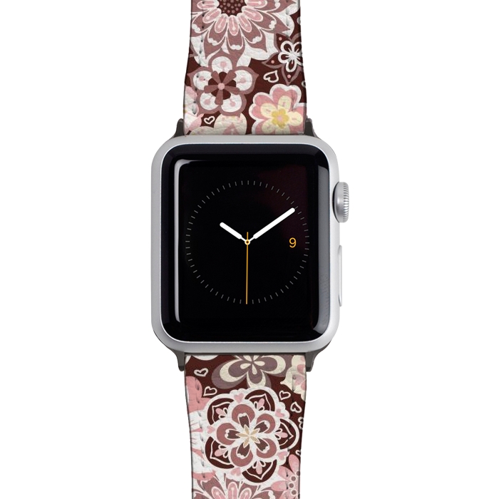 Watch 38mm / 40mm Strap PU leather Bouquet of Blooms-Brown and Yellow by Paula Ohreen