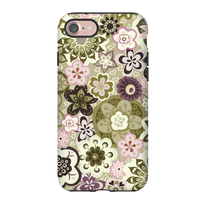 iPhone 7 StrongFit Bouquet of Blooms-Green and Pink by Paula Ohreen