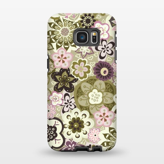 Galaxy S7 EDGE StrongFit Bouquet of Blooms-Green and Pink by Paula Ohreen