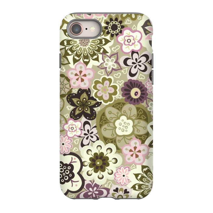 iPhone 8 StrongFit Bouquet of Blooms-Green and Pink by Paula Ohreen
