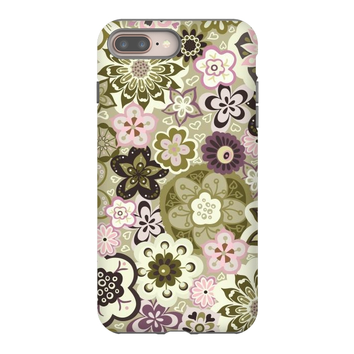 iPhone 8 plus StrongFit Bouquet of Blooms-Green and Pink by Paula Ohreen