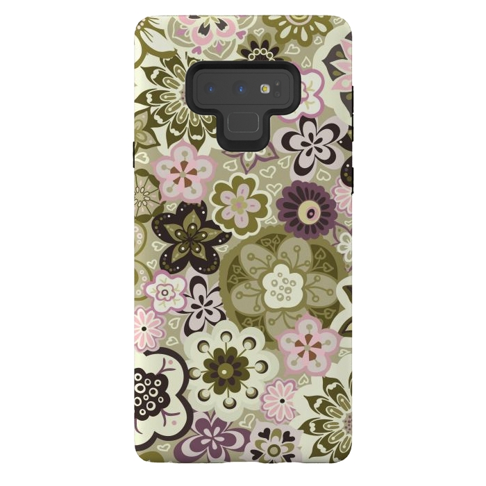Galaxy Note 9 StrongFit Bouquet of Blooms-Green and Pink by Paula Ohreen