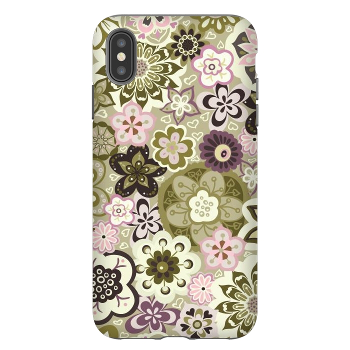 iPhone Xs Max StrongFit Bouquet of Blooms-Green and Pink by Paula Ohreen