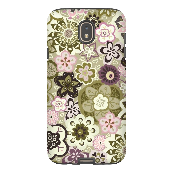 Galaxy J7 StrongFit Bouquet of Blooms-Green and Pink by Paula Ohreen