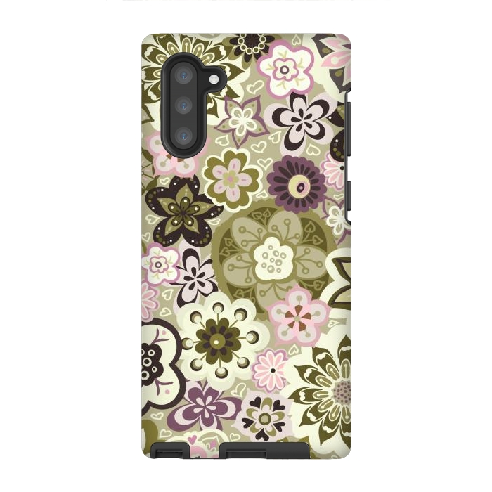 Galaxy Note 10 StrongFit Bouquet of Blooms-Green and Pink by Paula Ohreen