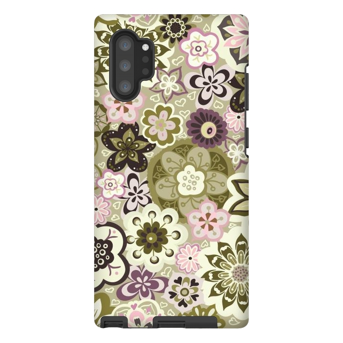 Galaxy Note 10 plus StrongFit Bouquet of Blooms-Green and Pink by Paula Ohreen