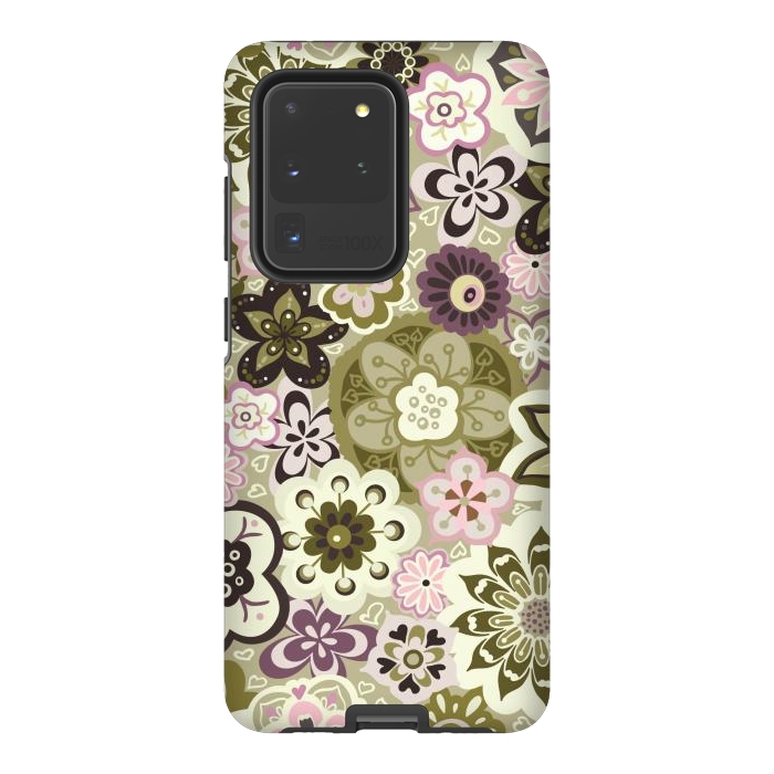 Galaxy S20 Ultra StrongFit Bouquet of Blooms-Green and Pink by Paula Ohreen
