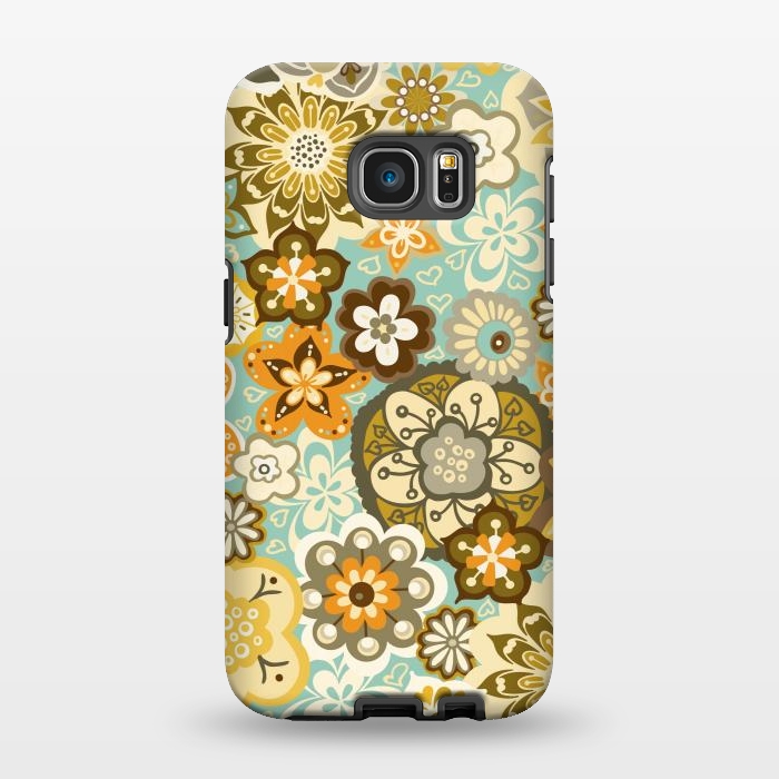 Galaxy S7 EDGE StrongFit Bouquet of Blooms-Blue and Orange by Paula Ohreen