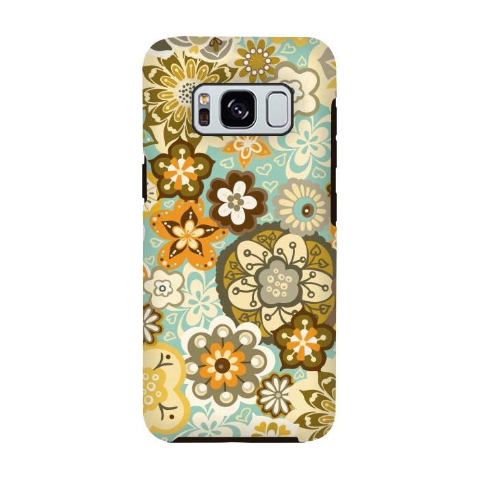Galaxy S8 StrongFit Bouquet of Blooms-Blue and Orange by Paula Ohreen