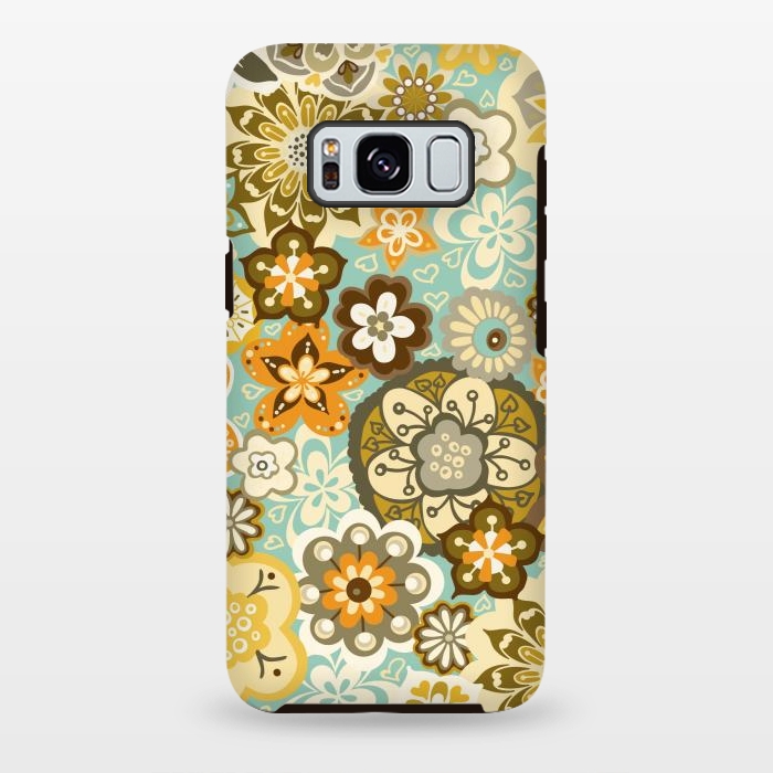 Galaxy S8 plus StrongFit Bouquet of Blooms-Blue and Orange by Paula Ohreen