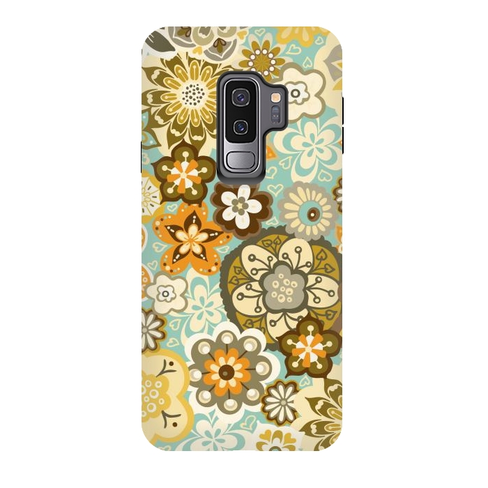 Galaxy S9 plus StrongFit Bouquet of Blooms-Blue and Orange by Paula Ohreen