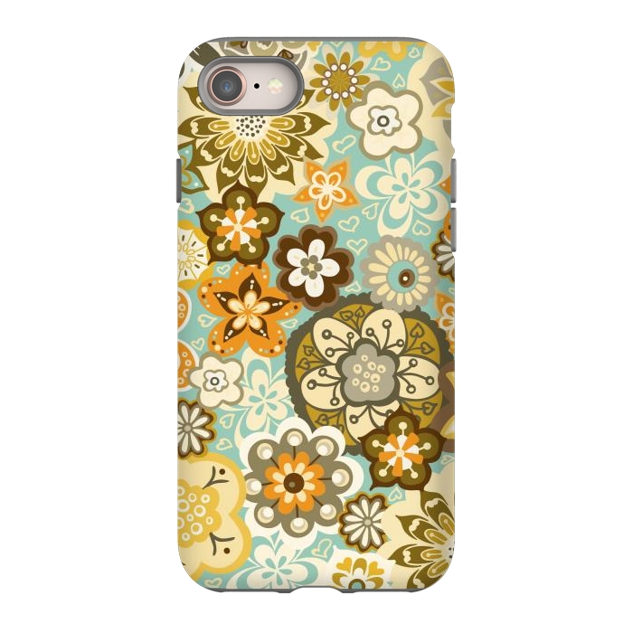 iPhone 8 StrongFit Bouquet of Blooms-Blue and Orange by Paula Ohreen