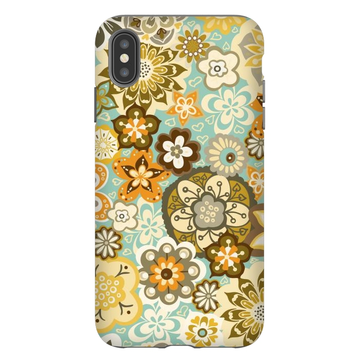 iPhone Xs Max StrongFit Bouquet of Blooms-Blue and Orange by Paula Ohreen