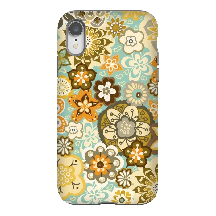 iPhone Xr StrongFit Bouquet of Blooms-Blue and Orange by Paula Ohreen