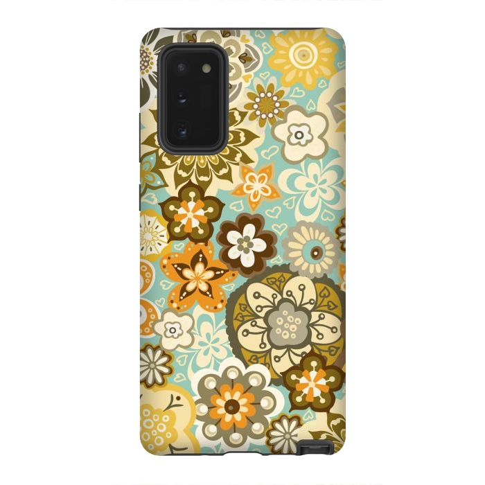 Galaxy Note 20 StrongFit Bouquet of Blooms-Blue and Orange by Paula Ohreen