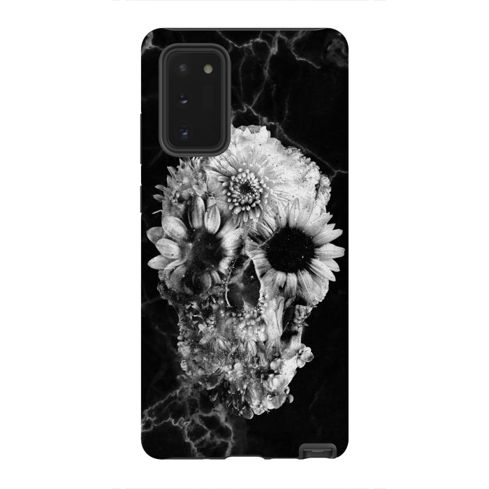 Galaxy Note 20 StrongFit Floral Skull Marble by Ali Gulec