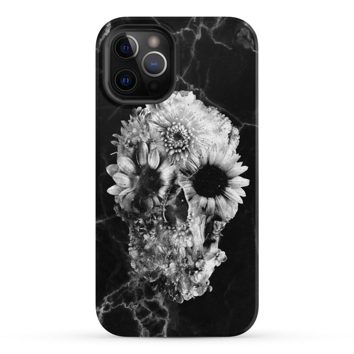 iPhone 12 Pro Max StrongFit Floral Skull Marble by Ali Gulec