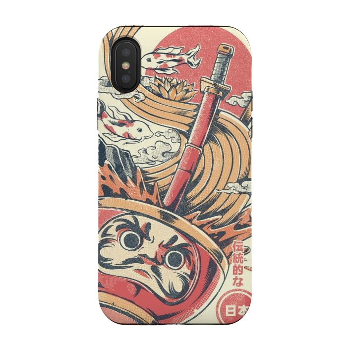 iPhone Xs / X StrongFit Daruma Ramen - White by Ilustrata