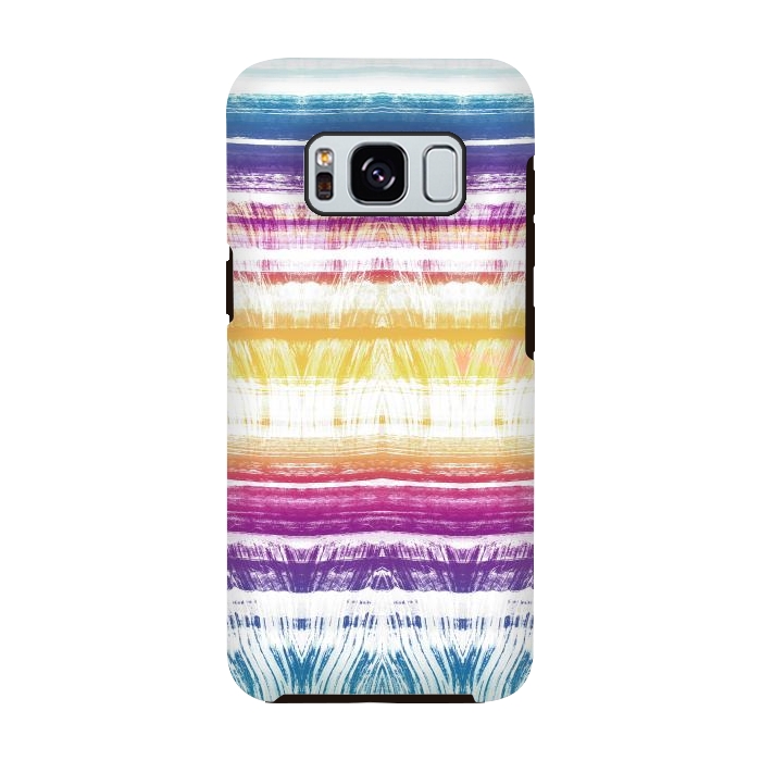 Galaxy S8 StrongFit Rainbow brushed ethnic tie dye stripes by Oana 