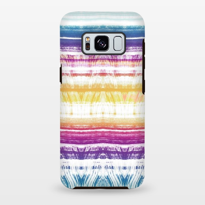 Galaxy S8 plus StrongFit Rainbow brushed ethnic tie dye stripes by Oana 