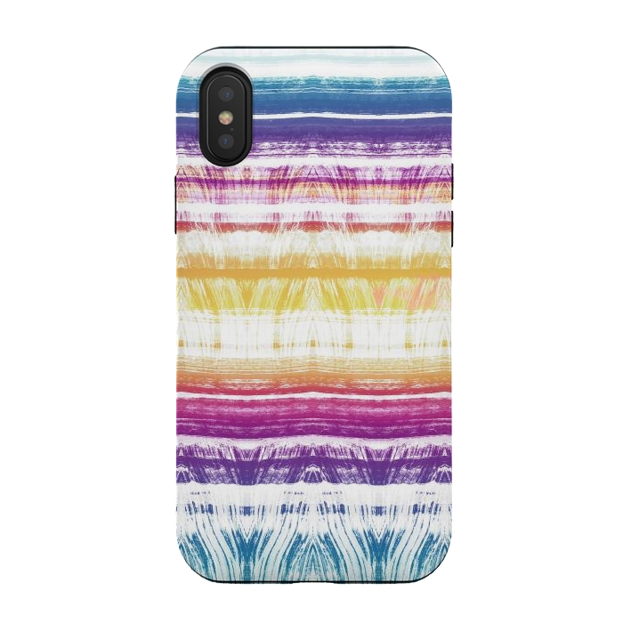 iPhone Xs / X StrongFit Rainbow brushed ethnic tie dye stripes by Oana 