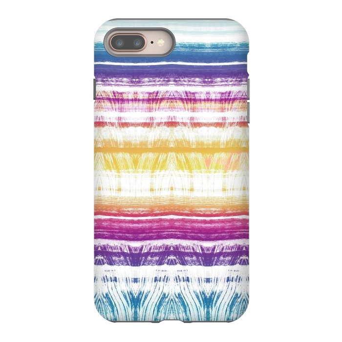 iPhone 8 plus StrongFit Rainbow brushed ethnic tie dye stripes by Oana 