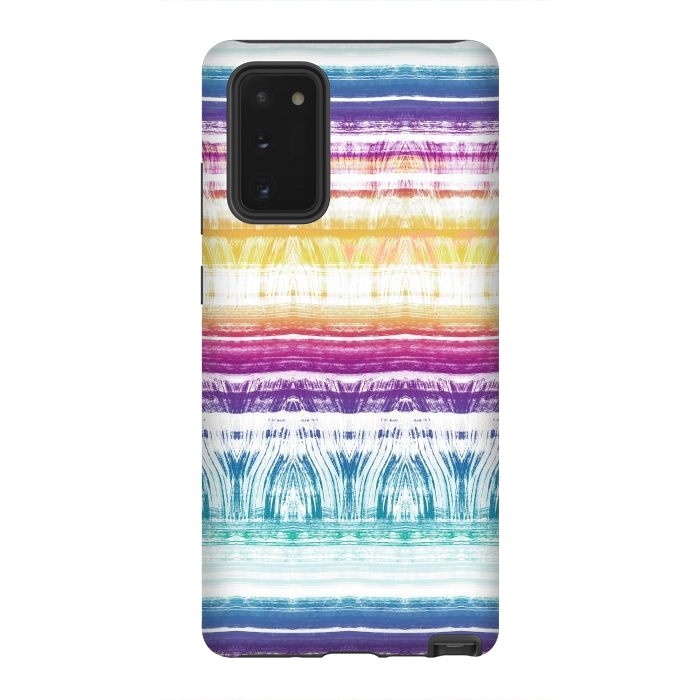 Galaxy Note 20 StrongFit Rainbow brushed ethnic tie dye stripes by Oana 