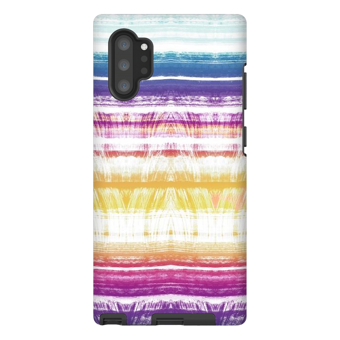 Galaxy Note 10 plus StrongFit Rainbow brushed ethnic tie dye stripes by Oana 