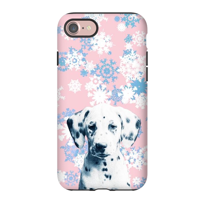 iPhone 7 StrongFit Pink blue dalmatian and snowflakes by Oana 