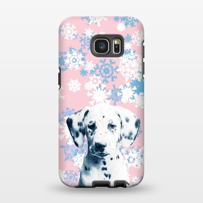 Galaxy S7 EDGE StrongFit Pink blue dalmatian and snowflakes by Oana 