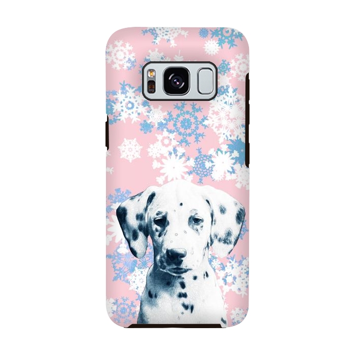 Galaxy S8 StrongFit Pink blue dalmatian and snowflakes by Oana 