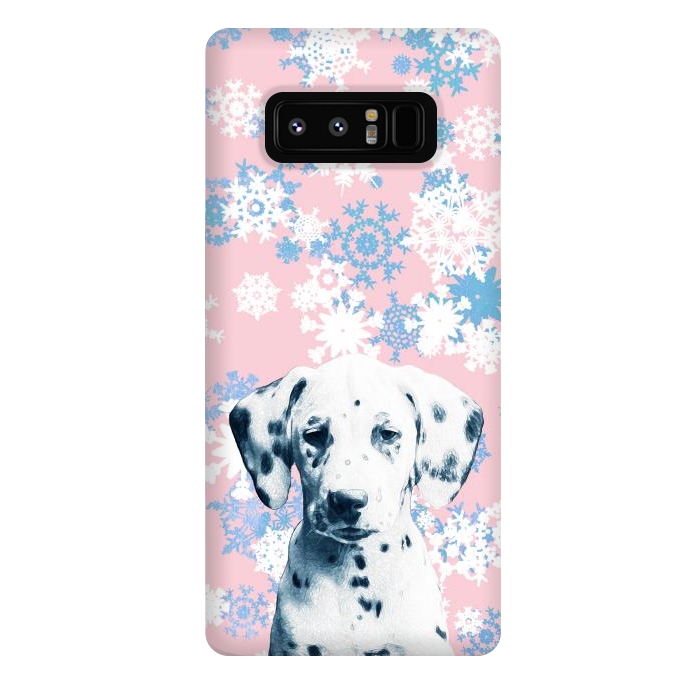 Galaxy Note 8 StrongFit Pink blue dalmatian and snowflakes by Oana 