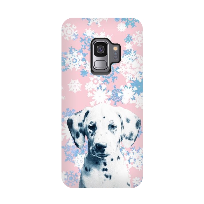 Galaxy S9 StrongFit Pink blue dalmatian and snowflakes by Oana 