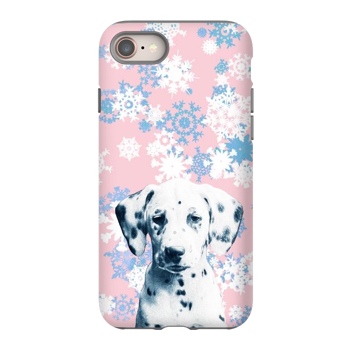 iPhone 8 StrongFit Pink blue dalmatian and snowflakes by Oana 