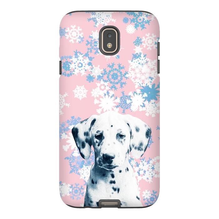 Galaxy J7 StrongFit Pink blue dalmatian and snowflakes by Oana 