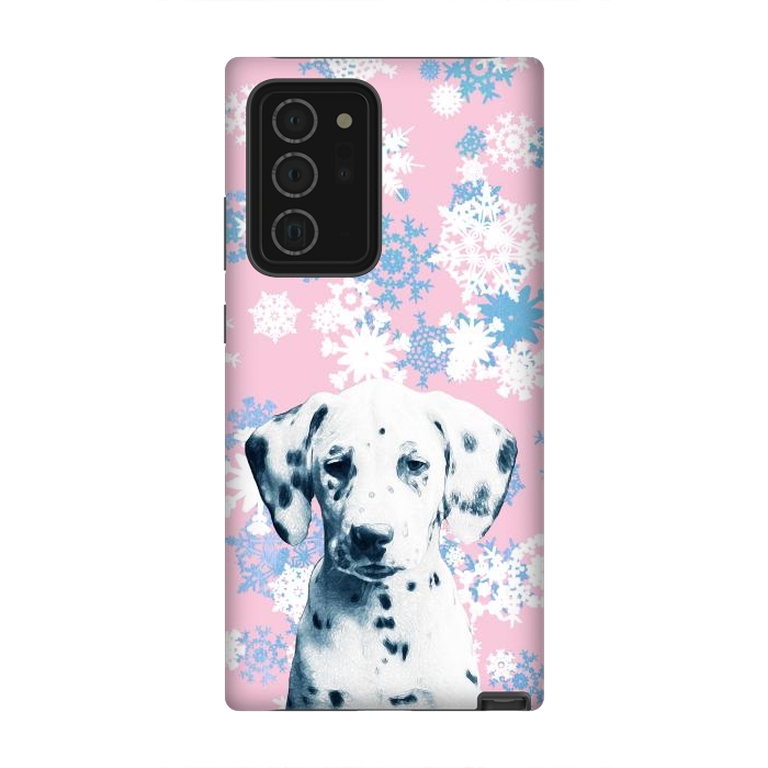 Galaxy Note 20 Ultra StrongFit Pink blue dalmatian and snowflakes by Oana 