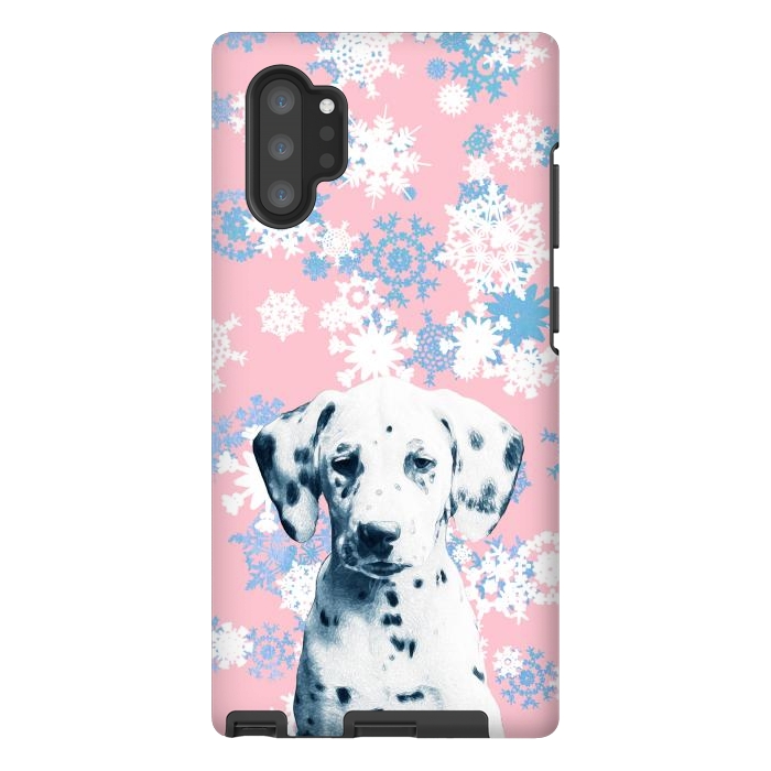 Galaxy Note 10 plus StrongFit Pink blue dalmatian and snowflakes by Oana 