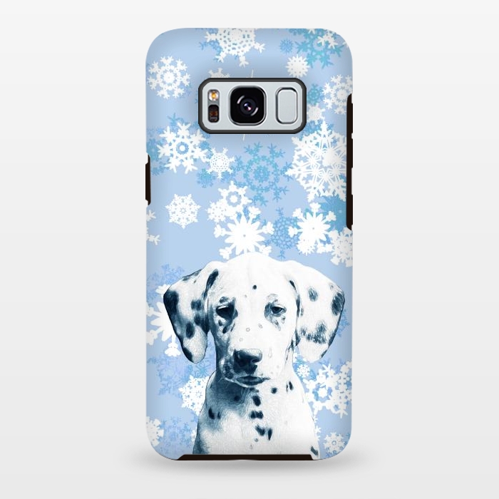 Galaxy S8 plus StrongFit Cute dalmatian and blue white snowflakes by Oana 
