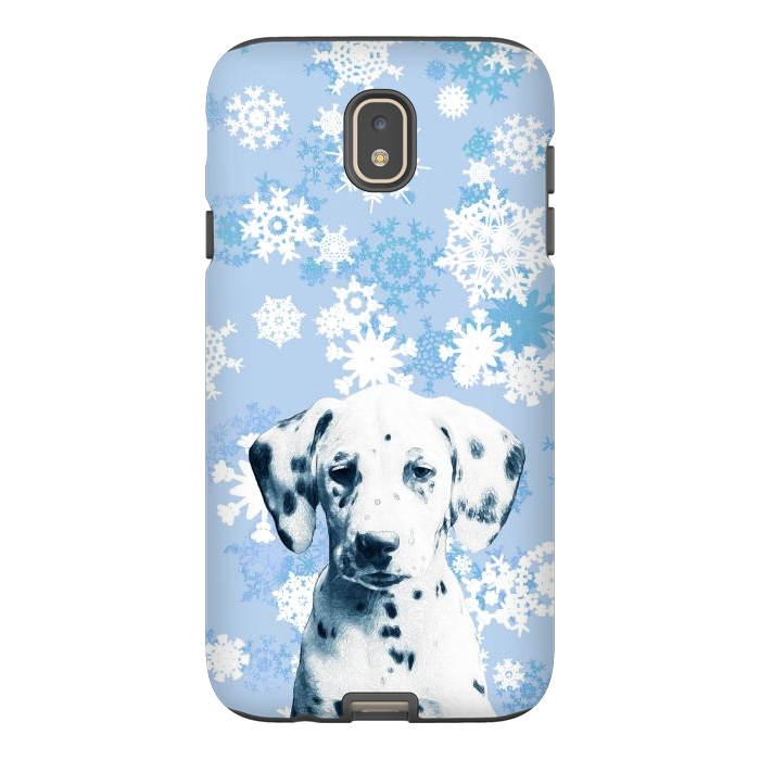 Galaxy J7 StrongFit Cute dalmatian and blue white snowflakes by Oana 