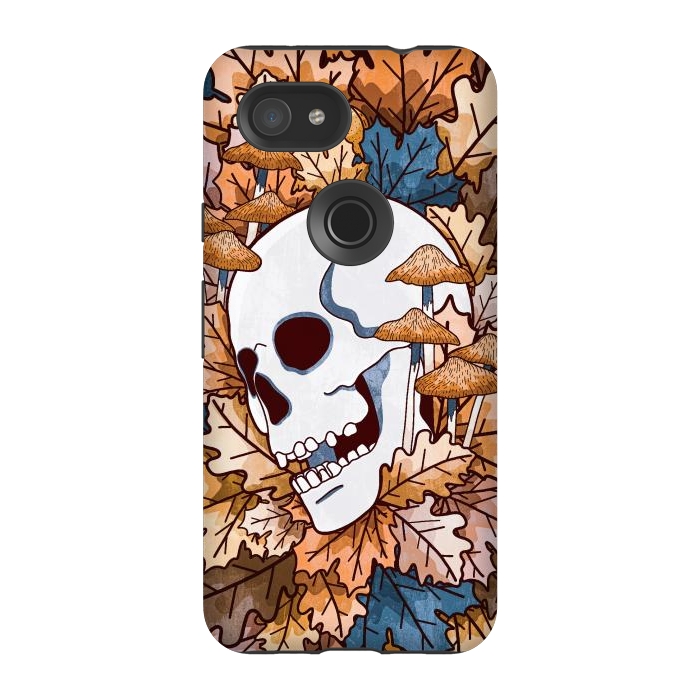 Pixel 3A StrongFit The autumnal skull and mushrooms by Steve Wade (Swade)