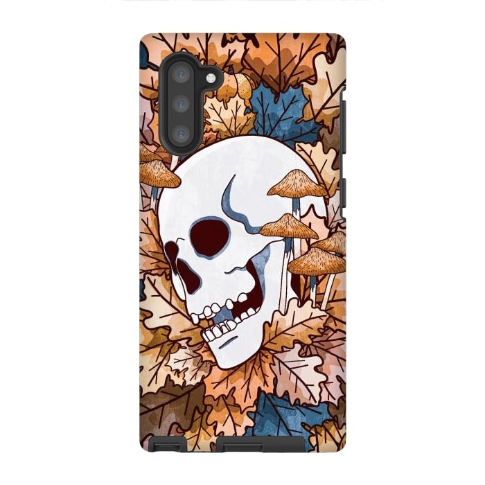 Galaxy Note 10 StrongFit The autumnal skull and mushrooms by Steve Wade (Swade)