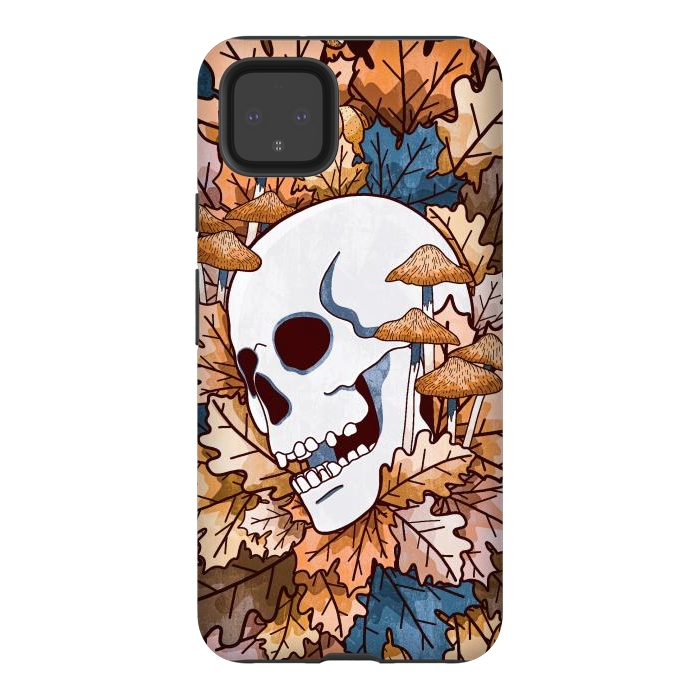 Pixel 4XL StrongFit The autumnal skull and mushrooms by Steve Wade (Swade)