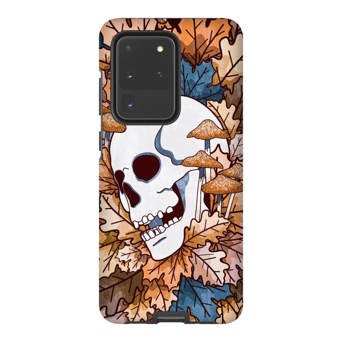Galaxy S20 Ultra StrongFit The autumnal skull and mushrooms by Steve Wade (Swade)