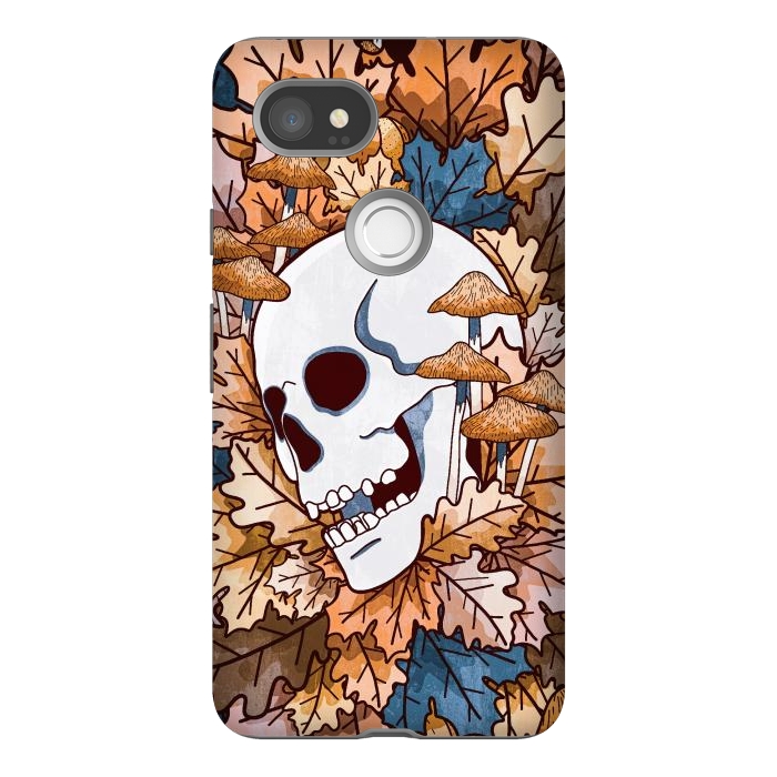 Pixel 2XL StrongFit The autumnal skull and mushrooms by Steve Wade (Swade)