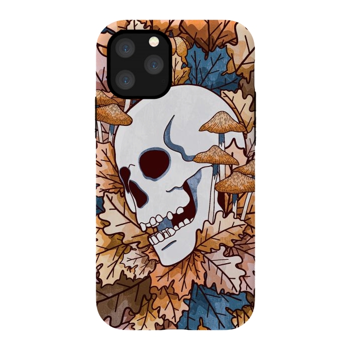 iPhone 11 Pro StrongFit The autumnal skull and mushrooms by Steve Wade (Swade)